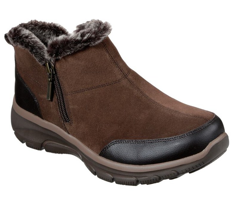 Skechers Relaxed Fit: Easy Going - Zip It - Womens Boots Chocolate [AU-GP1263]